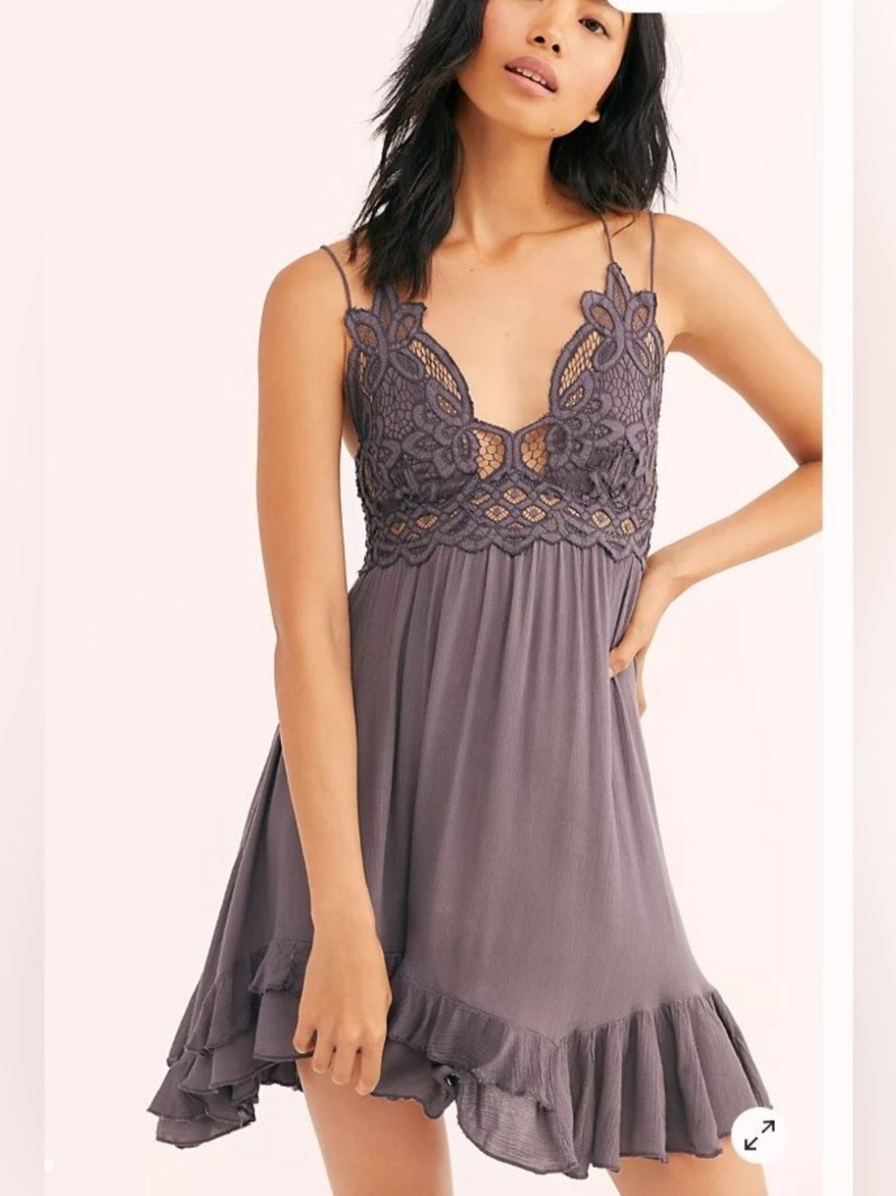 Free People Adella Charcoal Dress S